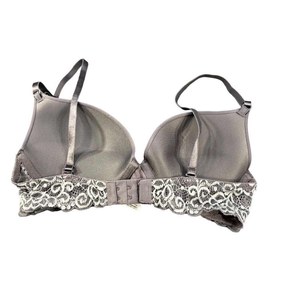 Maidenform Women's Size 34C Bra Pushup Lace Trim Underwire Gray New Without Tags - Picture 2 of 10